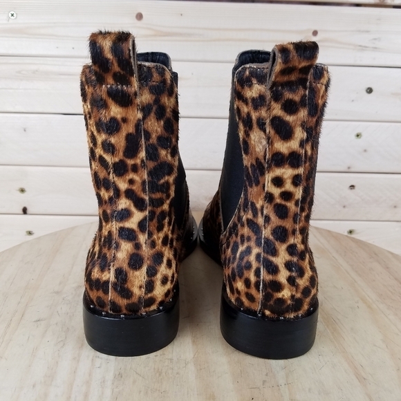 Rebecca Minkoff Sabeen Too 6 US Chelsea Booties Leopard Print Cow Fur Boots NEW - Picture 3 of 12